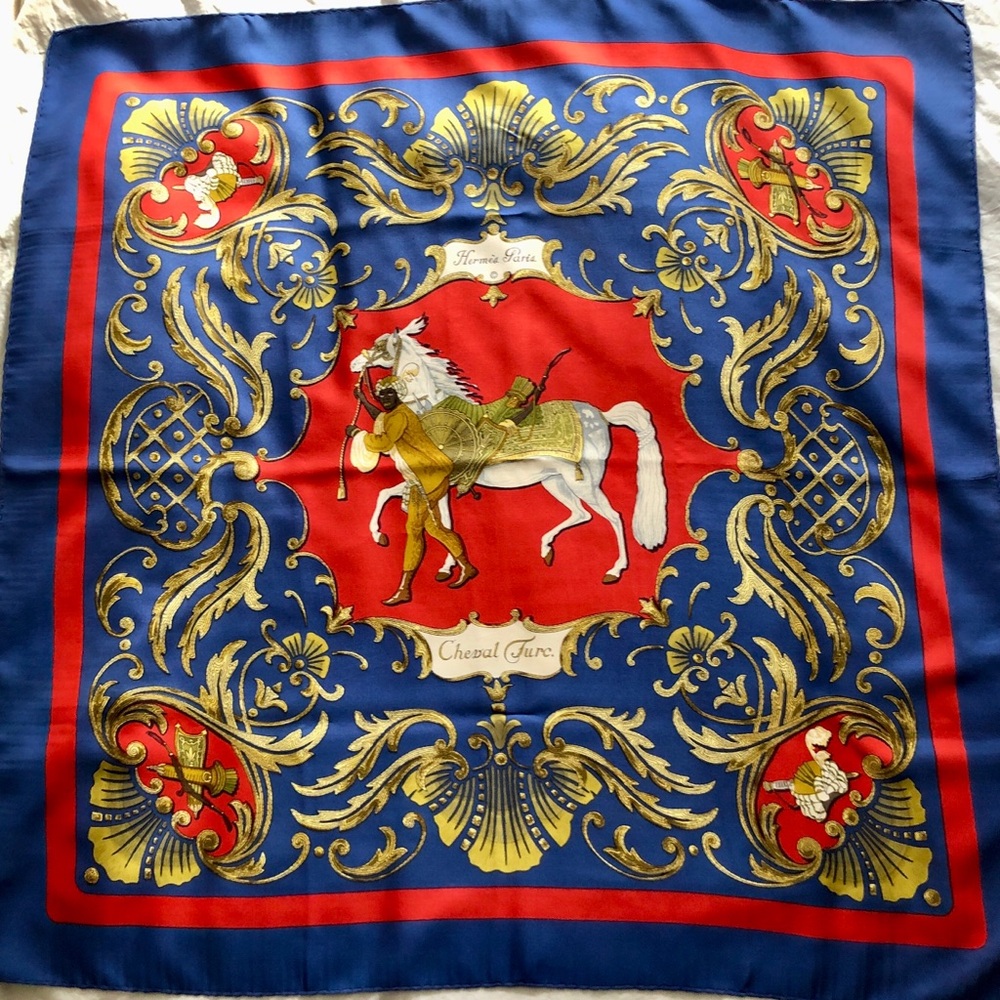 Vintage Hermès Silk Scarf 90cm Cheval Turc Turkish Horse